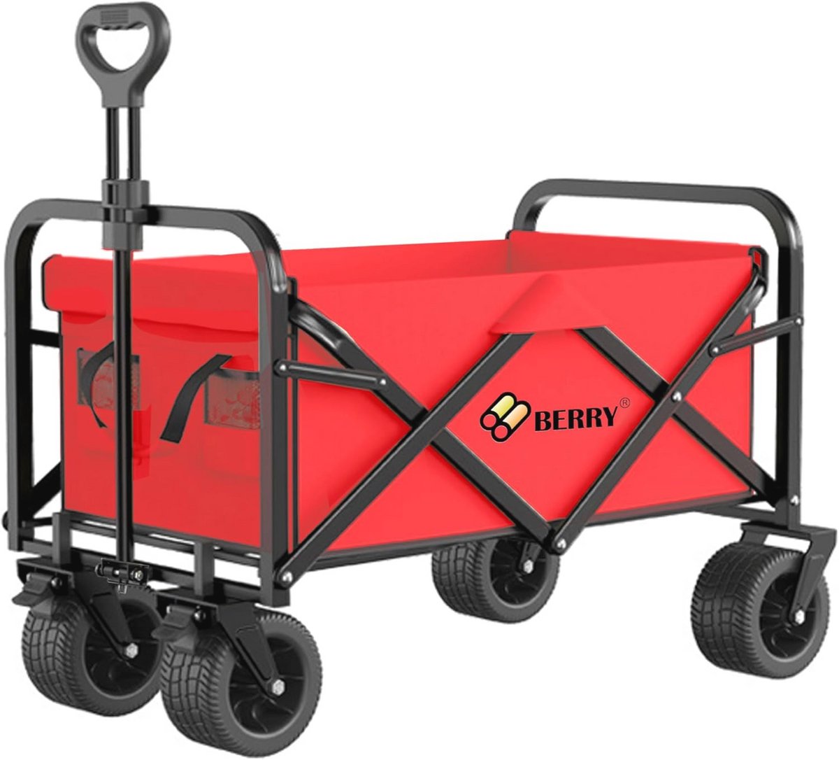 Opvouwbare Utility Wagon - 150 kg Capaciteit, Verstelbaar Handvat en All-Terrain Wielen voor Camping en Winkelen
