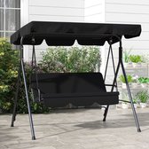 Bol.com Hollywoodschommel met zitkussen 3-zits tuinschommel met verstelbare zonnekap schommelbank max. belasting 240 kg voor tui... aanbieding