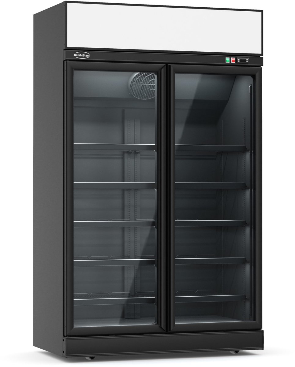 Combisteel Koelkast - 1000L - Zwart - 0°C/+10°C - Geforceerd - 2 Draaideuren - Wielen - 1235x710x2092mm - Horeca Koelkast