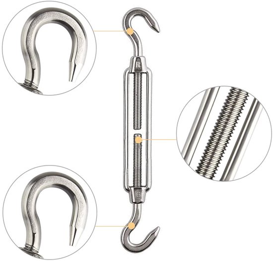 Spanschroef M12 - verzinkt-haak/oog- kan een ketting of kabel op span