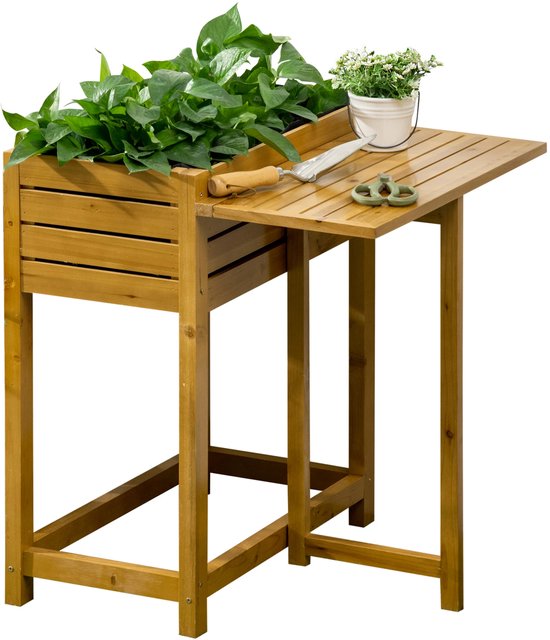 Bacs à herbes d'extérieur - Table de culture - Bac potager - Sur pieds - Terrasse - Résistant aux intempéries - Jardinières - 38 litres - Bois de pin