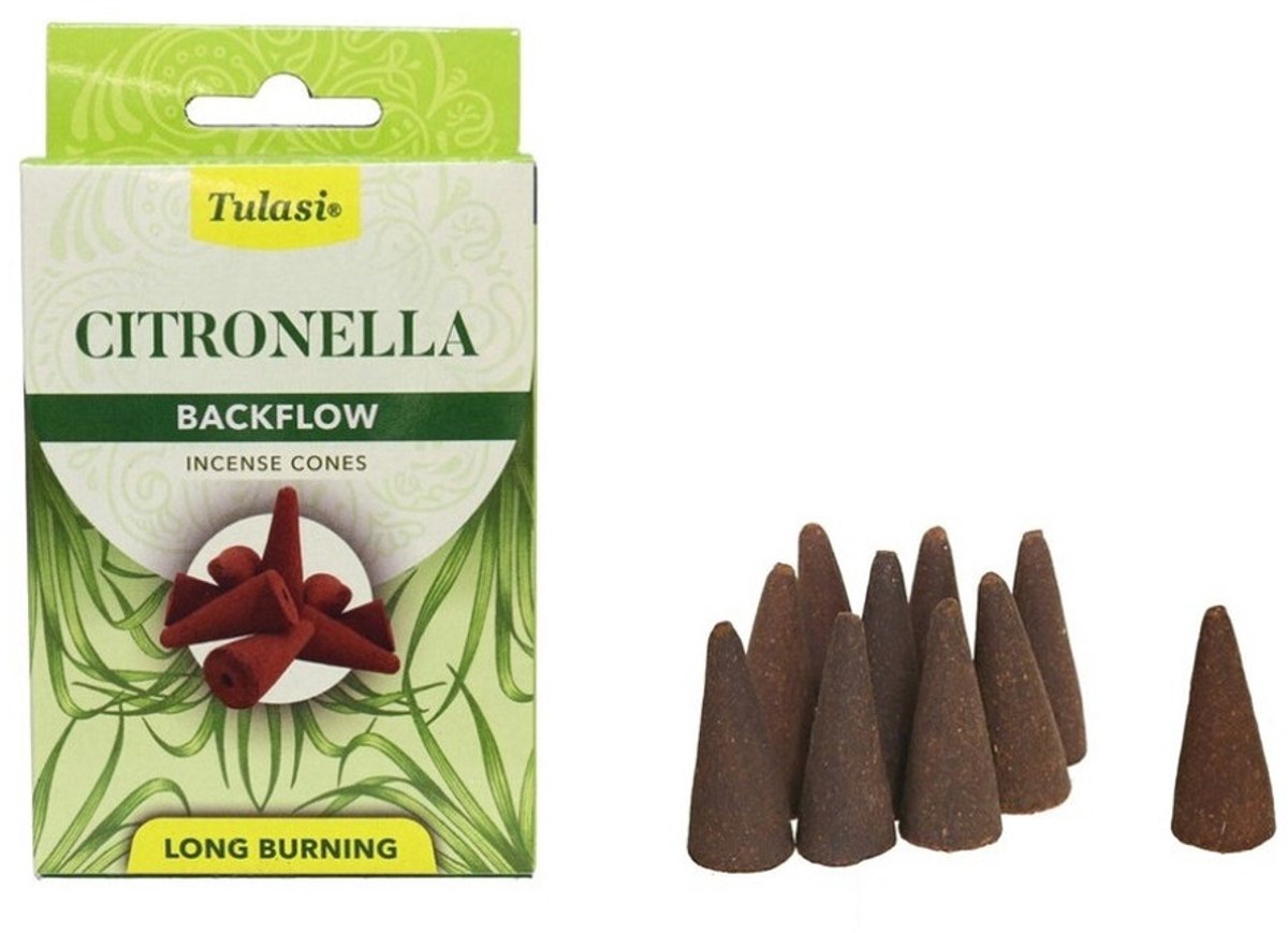 Tulasi Wierook kegeltjes in huisgeur Citronella - 20x kleine kegeltjes - Sterke citrus geur