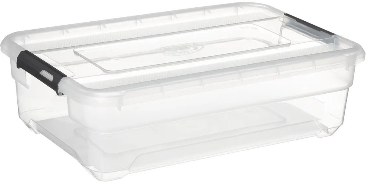 5Five Opbergkist met deksel - Solutions Box - 26 liter - 58x39x18 cm - kunststof - transparant