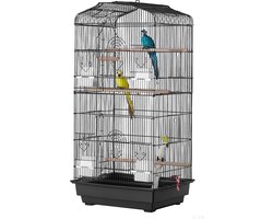 Grote Papegaaienkooi, 99,1 cm, Open aan de Bovenkant, voor Hangparkieten en Kleine Vogels, met Schommel, Zitstok en Eenvoudige Reiniging