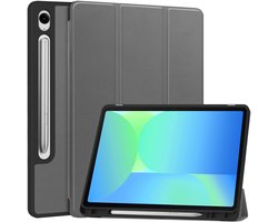 Hoesje - Geschikt voor Samsung Galaxy Tab S10 FE Plus - Dun & Stevig - Hard Cover Case - Trifold Bookcase Hoes - Met Uitsparing Geschikt voor S Pen - Hardcover Book - Tablethoes - Grijs