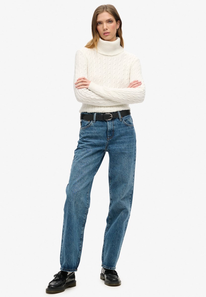 Superdry Jeans van biologisch katoen met halfhoge taille en wijde pijpen Dames Jeans Blauw