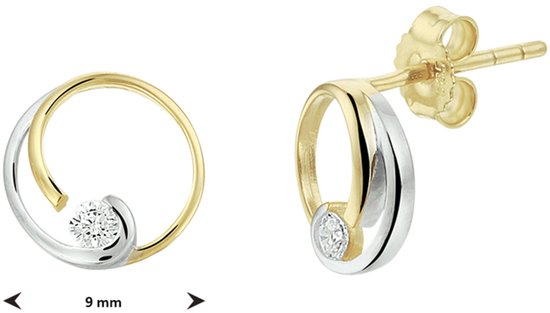 Clips d'oreilles en or jaune et zircone ronde 4022990
