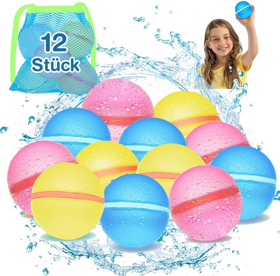 12 Ballons à Eau Réutilisables Forhome - Remplissage Automatique Rapide - Silicone - Jeu été Plage Piscine