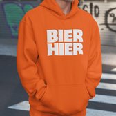 Oranje Koningsdag Hoodie Bier Hier - MAAT M - Feestkleding & Carnavalskleding