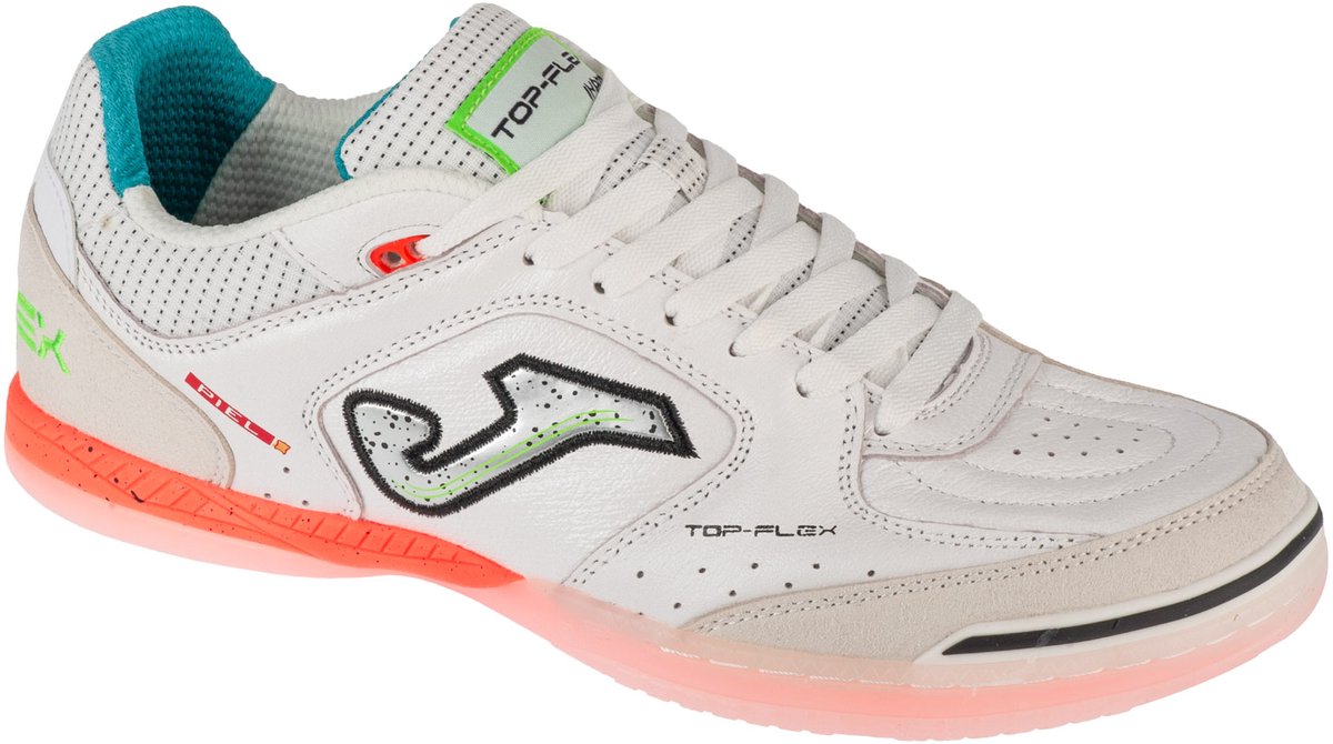 Witte Joma Top Flex voetbalschoen voor kunstgras, met ademend bovenwerk en flexibele zool, maat EU 42.