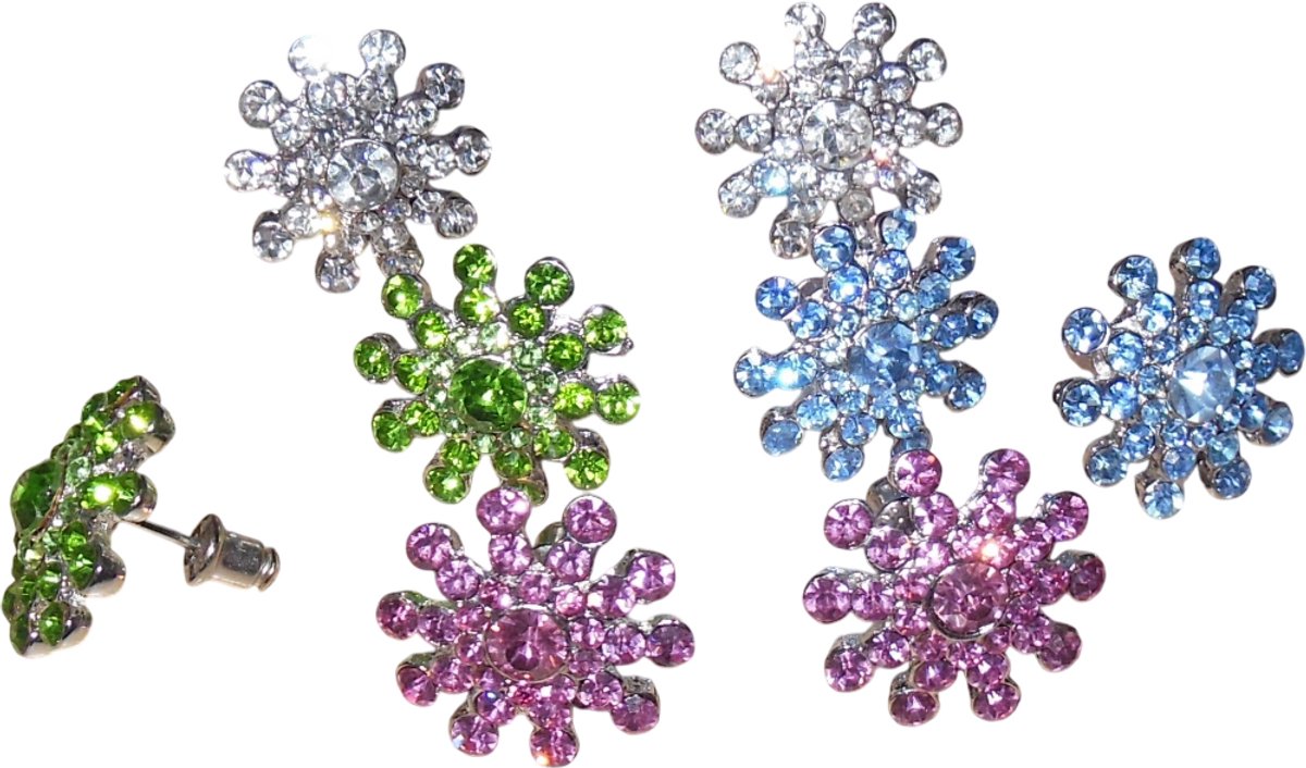 Oorbellen met strass set van 4 stuks.