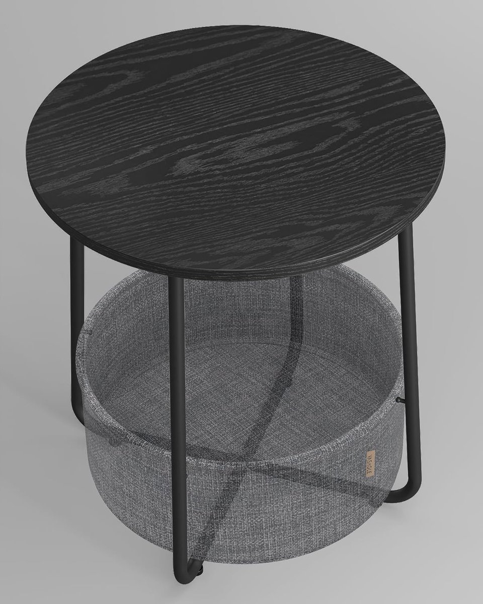 VASAGLE ronde salontafel, set van 2, woonkamertafel, bijzettafel, vintage flair, afneembaar tafelblad, voor woonkamer, vintage bruin-inktzwart LCT041K01