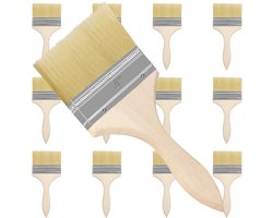 Kurtzy 12 Pak Verfkwasten – Kwastkop 101,6mm & Totale Kwast Maat 21,5cm – Geschikt Vieze Klusjes die Chip Painting, Siliconen, Gesso, Stainen, Vernissen en Lijmen Bevatten
