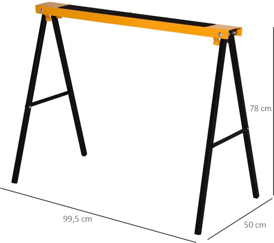 4goodz 2 stuks Zaagbok Staal Schragen 100x49x62-90 cm max 100 kg - Geel Zwart van Merkloos	 — afbeelding 4