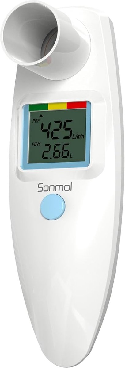 Longfunctie Testapparaat voor Volwassenen en Kinderen - Digitale Spirometer met LCD Display voor Astma en COPD