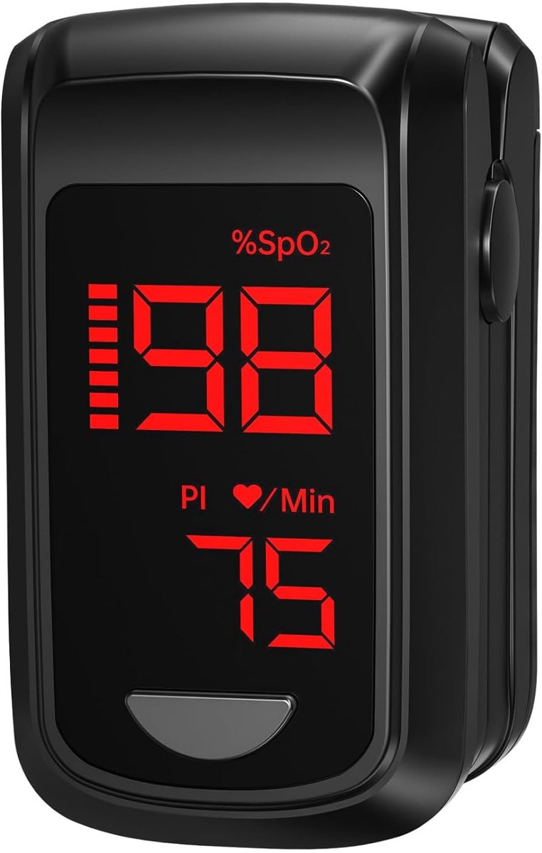 Vingerzuurstofmeter - Professionele pulsoximeter voor nauwkeurige SpO2 met groot led-scherm