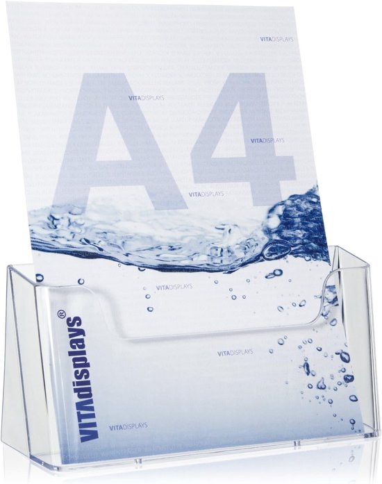 stableco 1 x ecological brochure stand DIN A4 vertical with 3 compartments, stable flyer stand in natural design No Plastic! Just Paper! durable
