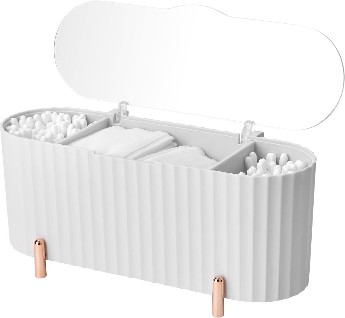 Make-up organiser - Wattenschijfjes en accessoires - Wit - 4 vakken