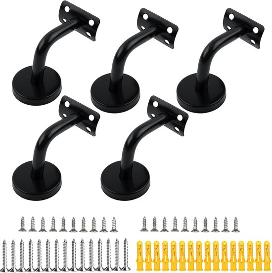 Gimisgu 10 stuks roestvrijstalen leuninghouders, leuningverbindingen met afdekrozet, leuning, wandhouder, helling, verstelbaar, voor binnen- en buitenleuningen, wandhouder, 49 x 29 mm
