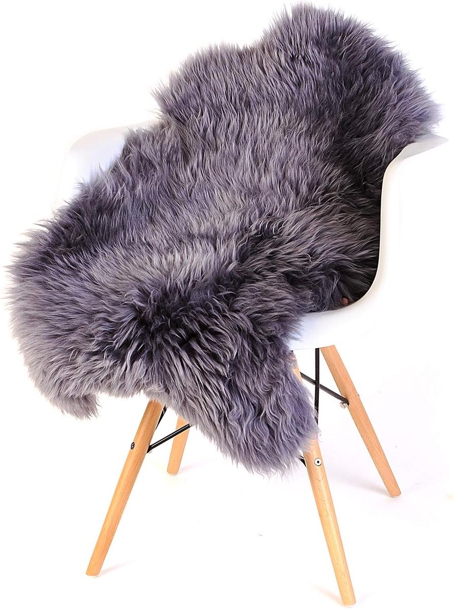 Fluffy Donzig Wit Bruin Crème Vloerkleed Schapenvacht voor Slaapkamer - Echt Dieren Deken 110 cm
