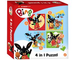 Bing puzzel 4 in 1 educatief peuter speelgoed - kinderpuzzel 4x6x9x16 stukjes leren puzzelen - cadeautip puzzel 3 jaar en ouder - Bambolino Toys