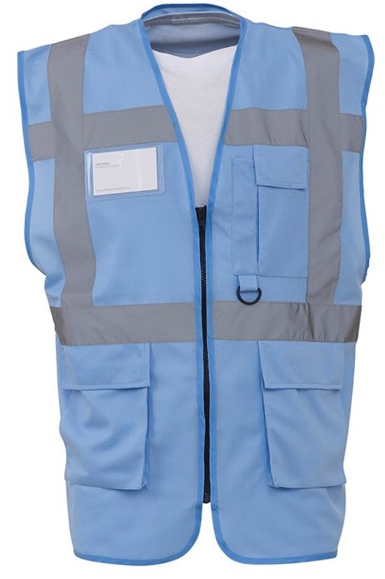 Gilet de sécurité avec fermeture éclair bleu ciel 3XL