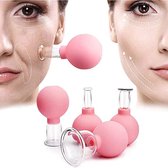 4stuks - Facial Cupping - Face Cupping Set - Siliconen Vacuüm Zuig - Gezichts zuignappen - Facial Cupping Set - Cupping Therapy - Gezichtscups siliconen vacuümcup - Gezicht Cupping - roze