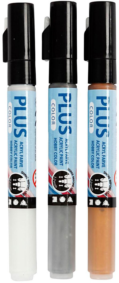 Acrylstiften - Goud Zilver Off-white - 3 Stuks |Incl. crea gift