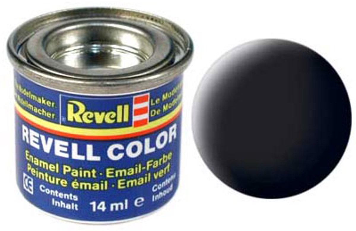 Revell Hobbyverf #8 Black - Matt - RAL9011 - Modelbouw Verf - Enamel Verf - Verf potje - 14 ml — afbeelding 2
