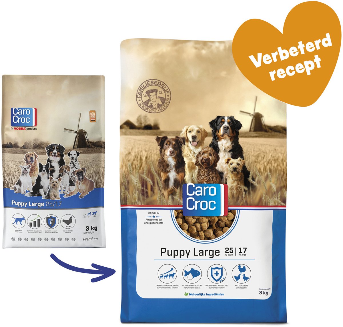 Carocroc Puppy Large Gevogelte&Vlees&Rijst - Hondenvoer - 3 kg
