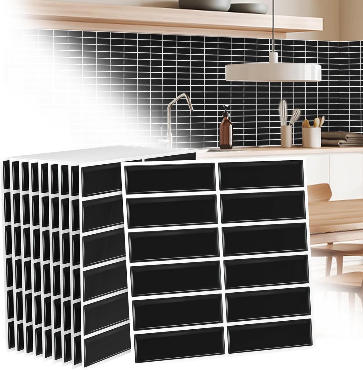 Aufun Tegel Stickers Keuken Tegel Stickers 3D Zelfklevende Tegel Stickers Muur Stickers voor Badkamer Plafond Tegels Keuken (Type B)