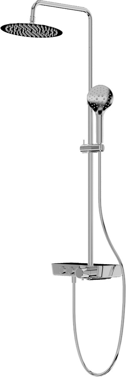 LAVITA® Glijstang Thermostatische Doucheset met Handdouche en Regendouche CETUS - Chroom - Keramische Cartouche, ééngreeps, Waterbesparend - Hoofddouche - Douchecombinatie voor extra hygiëne en comfort