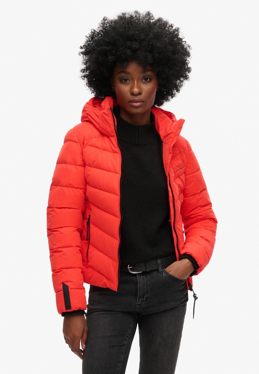 Hooded Microfibre Padded Jas Vrouwen Rood