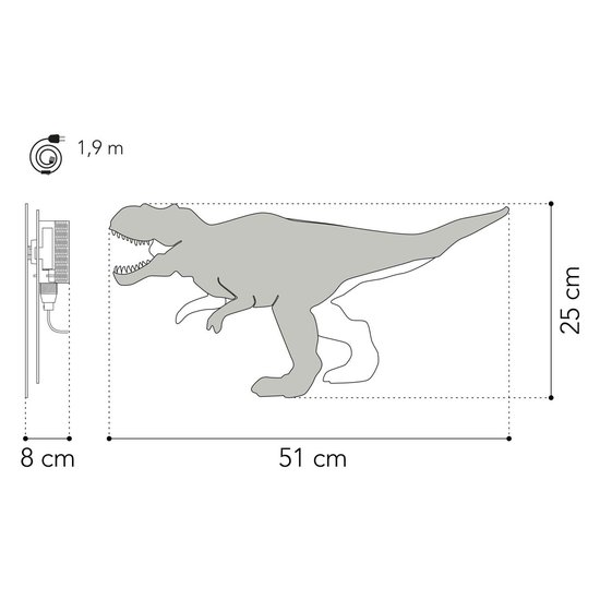 Lobbes dino wandlamp T-rex hout kinderkamer verlichting. van lobbes — afbeelding 2