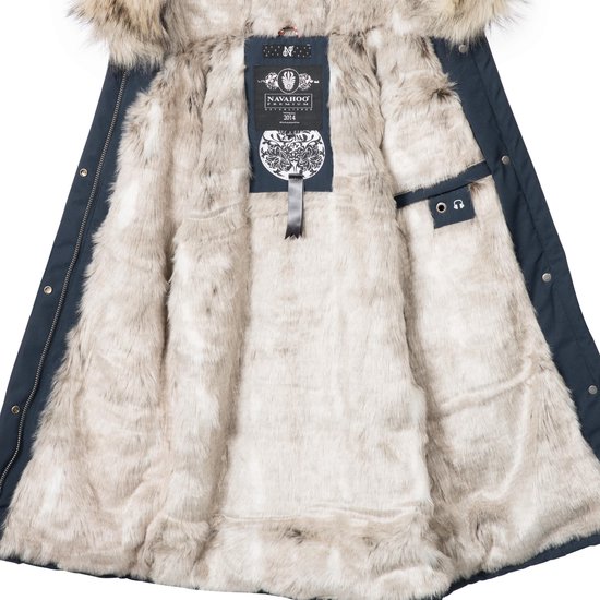 Navahoo Warme winterjas voor dames, met capuchon, kristalbloem, XS-XXL, Blood Red., XS