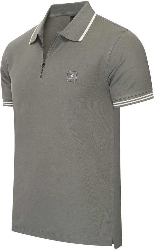 Cappuccino Italia - Heren Polo SS Polo Zip Polo Torino - Grijs - Maat XL