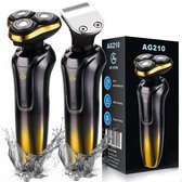 AG210 Scheerapparaat Mannen- Met Trimmer - Nat en droog - Scheerapparaten - Scheren - 120 Minuten Draadloos Te Gebruiken - Tondeuse - Elektrisch shaver - Baardtrimmer - Ook Voor Vrouwen - Goud