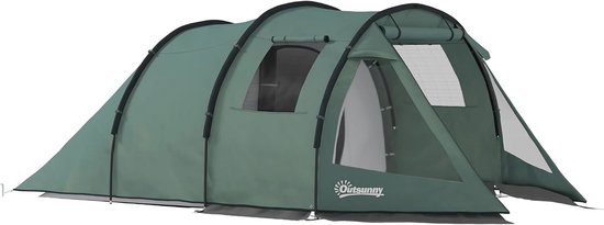 Tunneltent voor 4 Personen met UV-bescherming en Twee Kamers - Ideaal voor Kampeertrips