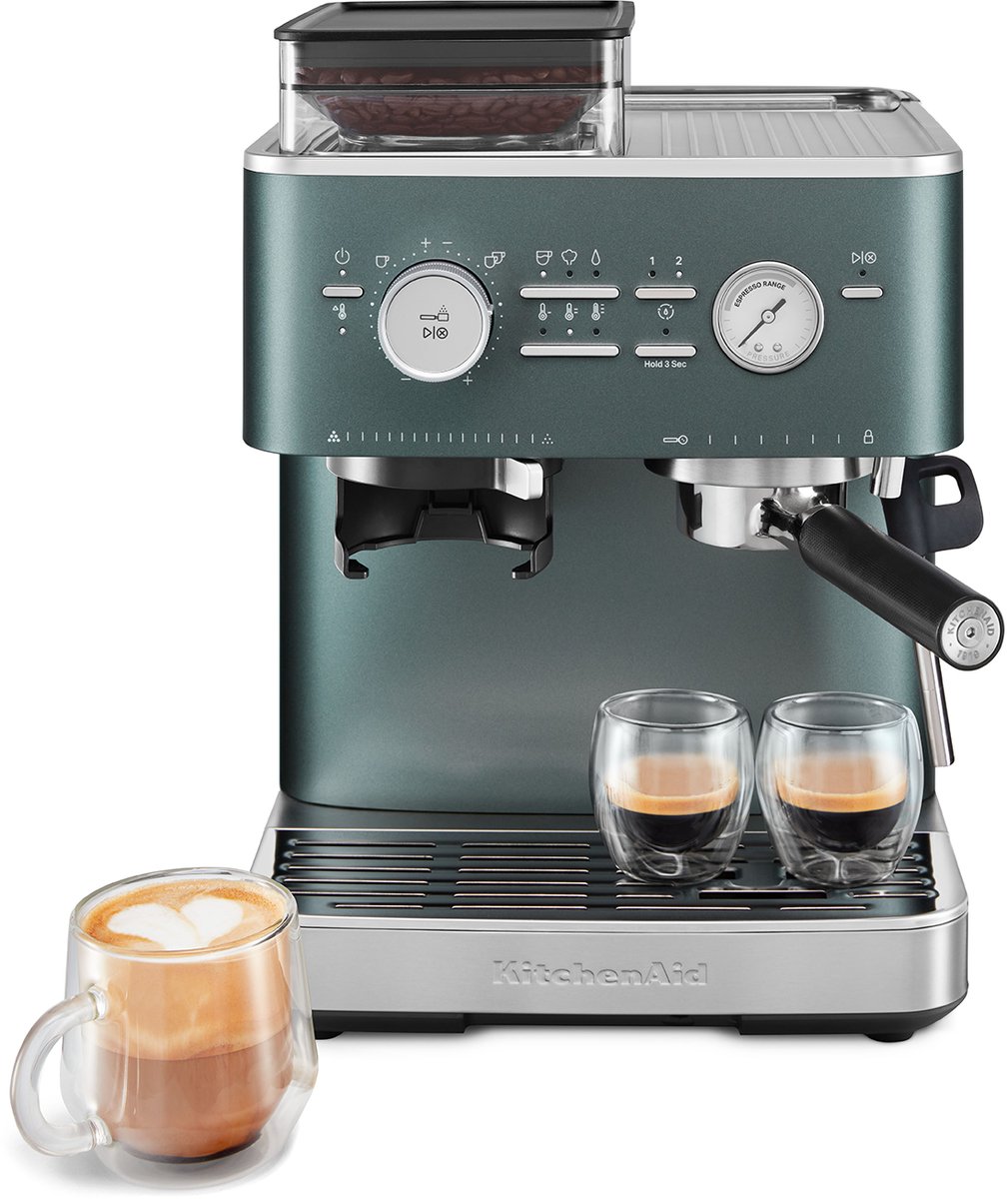 KitchenAid Halfautomatische Espressomachine - Ingebouwde koffiemolen, kantelbaar stoompijpje, 15 bar pomp en drukmeter - Juniper