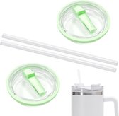 Trankielo - Accessoires voor bekers: 2 stuks deksels en rietjes voor Stanley 40oz beker (lichtgroen) - Herbruikbare deksel, 360° lekvrij