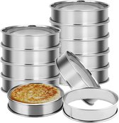 Trankielo - Lot de 10 moules à crumpet de 25,4 cm, moules à muffins anglais, moules à gâteaux ronds en acier inoxydable , Moules à gâteaux antiadhésifs en métal pour la pâtisserie maison, Argent