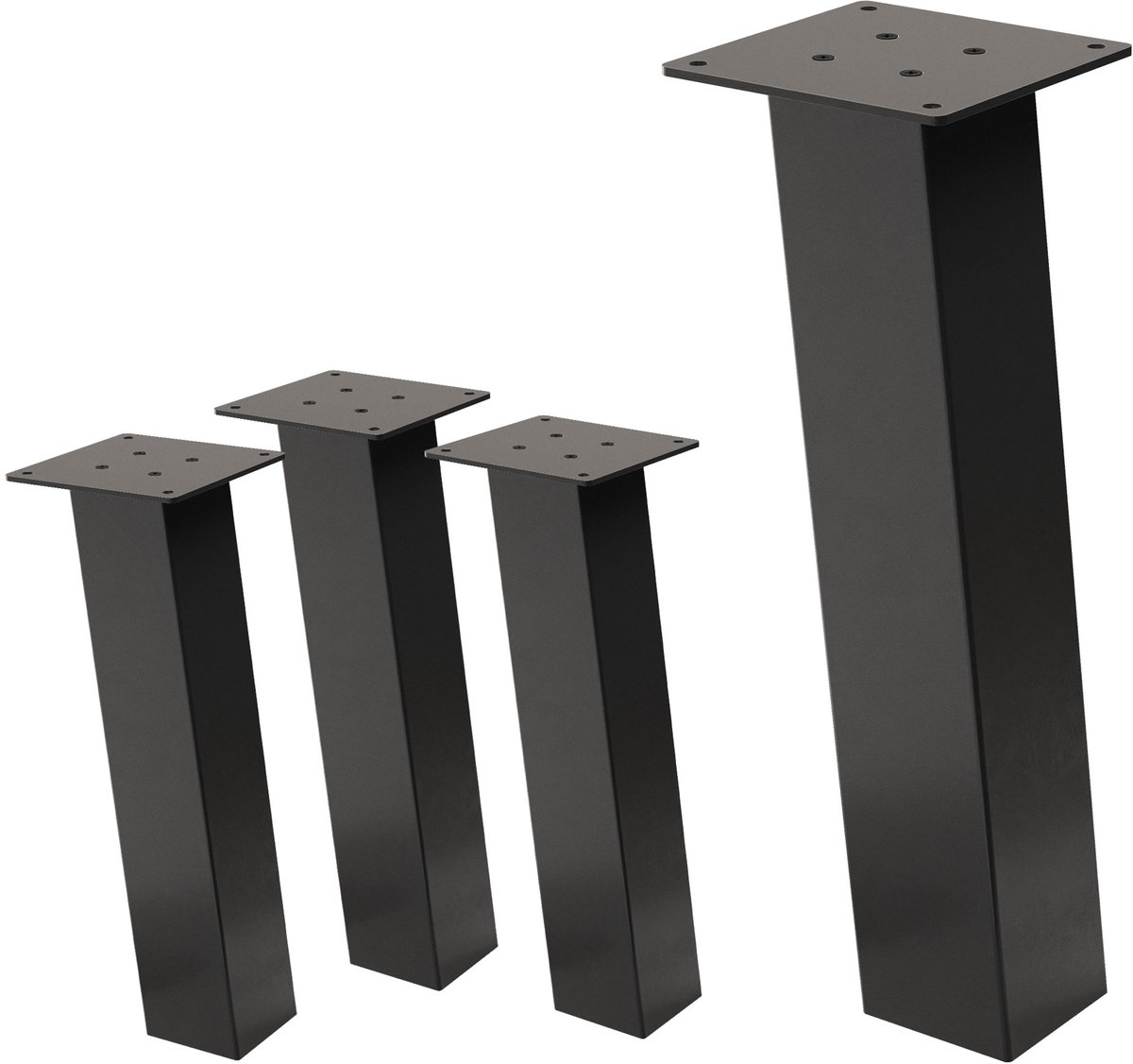 ml-design Set van 4 tafelpoten schuin H42 cm Donkergrijze look Industrieel stalen profiel 8x8 cm I-vorm 96° helling ML design Donkergrijs