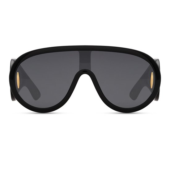 Pilotenbril - Zonnebrillen - Festival bril - Rave bril - Glasses - Met zijlenzen - Zwart - Zwarte glazen van Kostoo — afbeelding 3