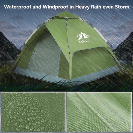 Pop Up Tent voor 3-4 Personen - Eenvoudig Op te Zetten, Waterdicht en Multifunctioneel voor Kampeeruitjes en Tuinactiviteiten — afbeelding 3