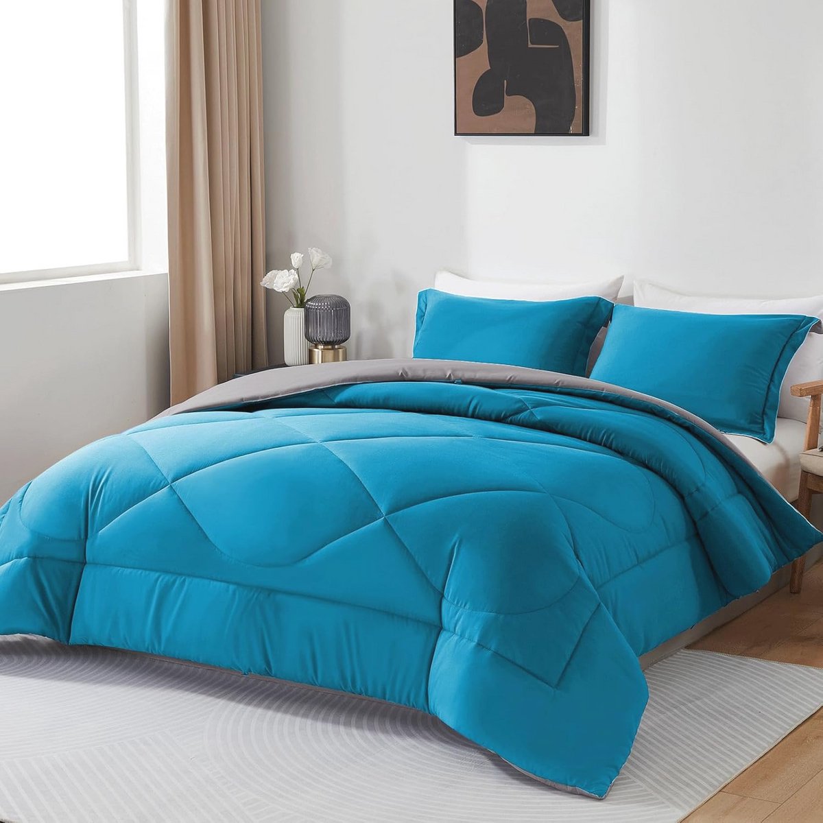 Omkeerbaar Dekbed 240 x 220 cm - 4 Seizoenen Zachte Microvezel Dekbedovertrek voor Comfortabele Slaap
