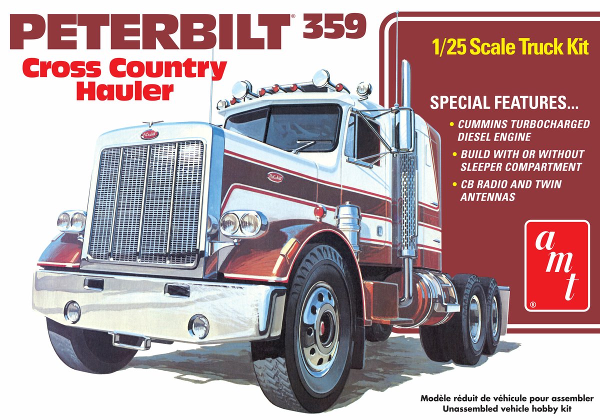 AMT Modelbouwpakket Militaire voertuigen - 1477 Peterbilt 359 - Cross Country Hauler - Amerikaanse Vrachtwagen Plastic - 1:25 - Modelbouw