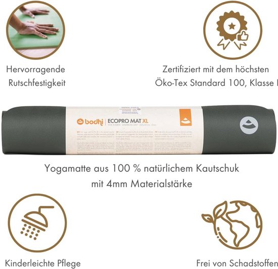 Eco Pro XL Yogamat - 100% Natuurlijk Rubber, Extra Lang en Antislip - Ideaal voor Yoga en Pilates (200x60x0,4 cm) — afbeelding 3