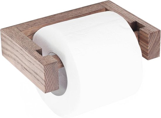 Toiletpapierhouder van hout, wandmontage, met praktische