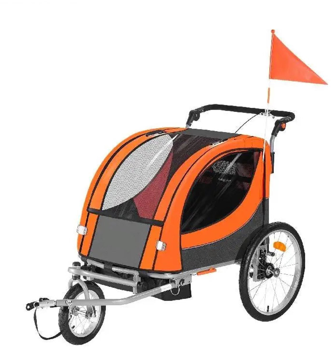 Fietsaanhanger - Fietskar - Fietskarren - voor Kinderen - 100 lbs Kinderfiets Trailer met Dubbele Zitplaatsen - Kinderfietskar - Vouwbare Kinderfiets Carrier - Kan omgebouwd worden tot Kinderwagen - Voor Peuters en Kinderen
