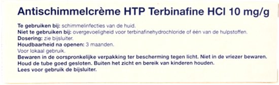 Healthypharm Antischimmelcrème HTP Terbinafine HCl 10mg/g Crème - 1 x 15 gr